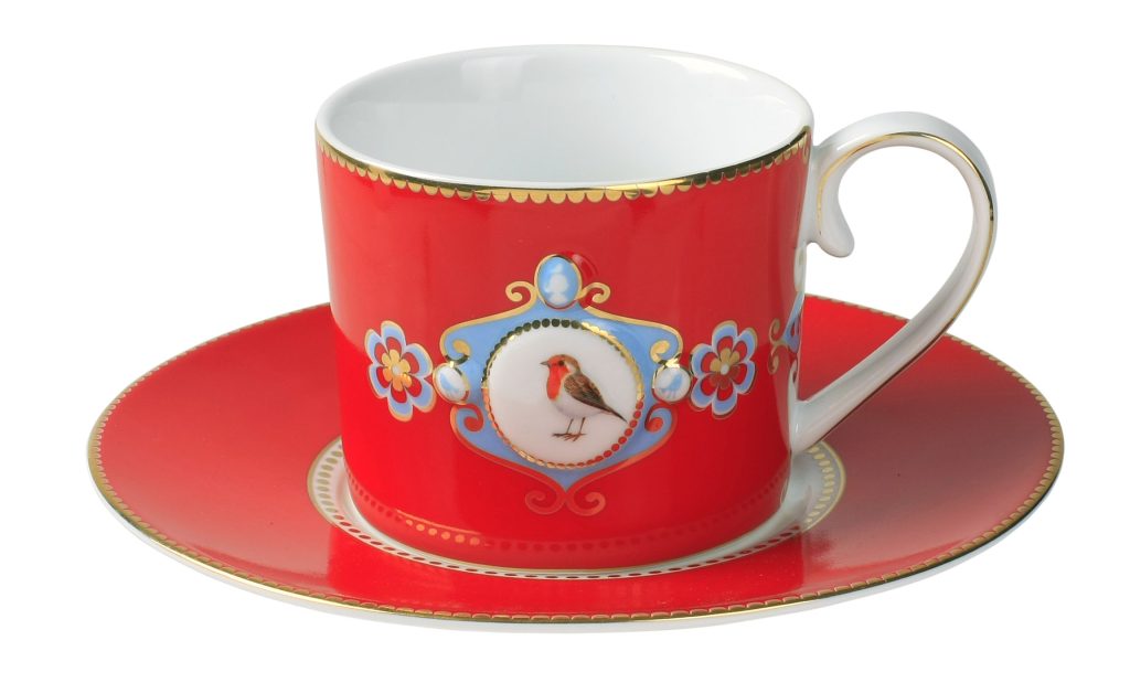 Pip Studio Love Birds Cup & Saucer Red Medallion